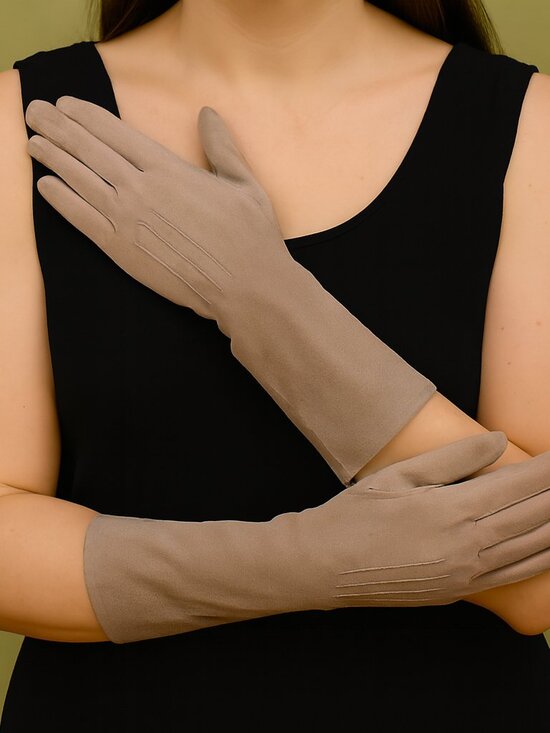 Kislav Accessories - Vintage Kislav Gloves Suede Tan Size 6 11" NWT Made in France